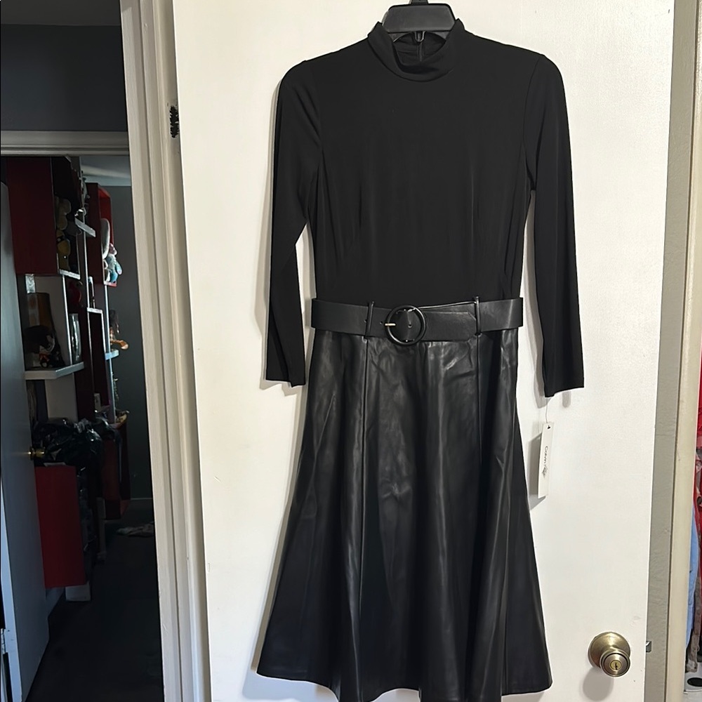 Elegant Black Dress with Belt